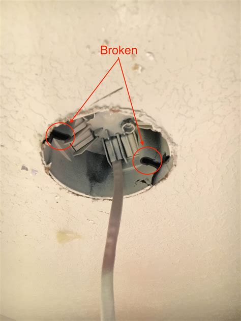 can't get junction box out of ceiling|broken light junction box ceiling.